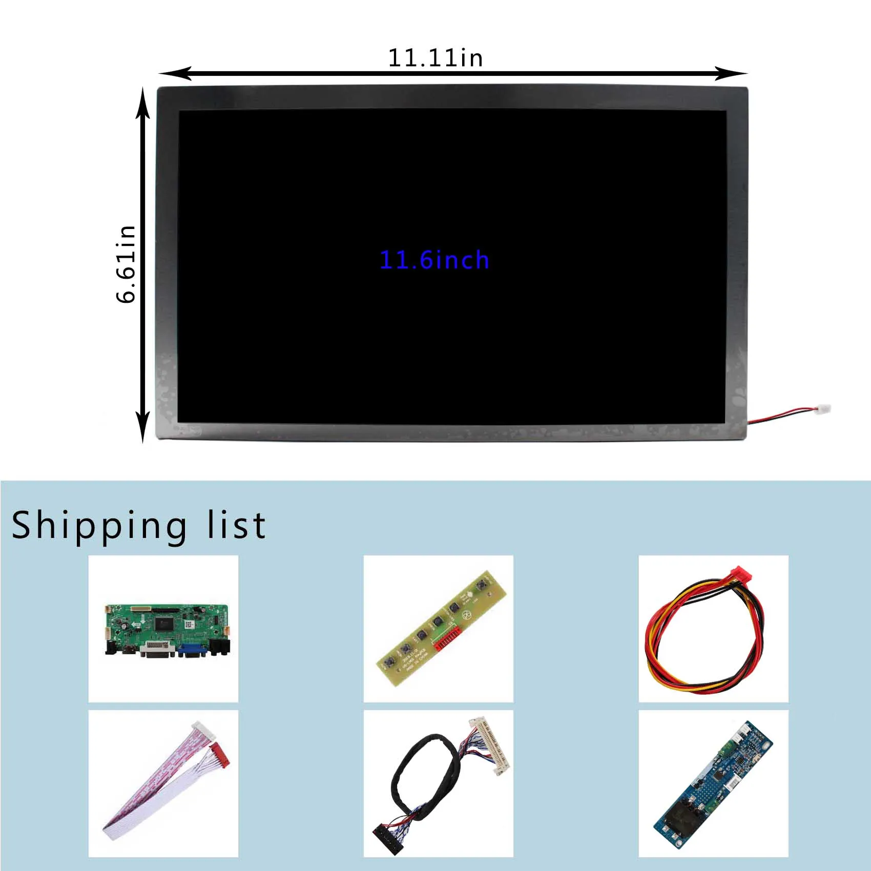 Écran LCD 11.6 pouces A116XW02 1366X768 1000nit avec carte contrôleur LCD HD-MI VGA DVI