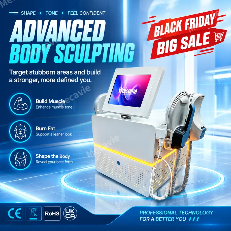 High Intensity Focused Magnetic Body Contouring Machine 6500W 4 Handles New Look Emergency Stop Button Salon Equipment USA Mexic