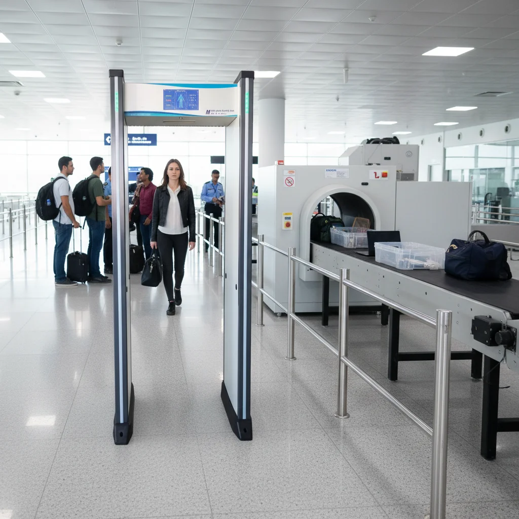 High-Performance Stainless Steel Walk-Through Metal Detector 30kHz Operating Frequency 10/29-Inch Display Mobile Screen
