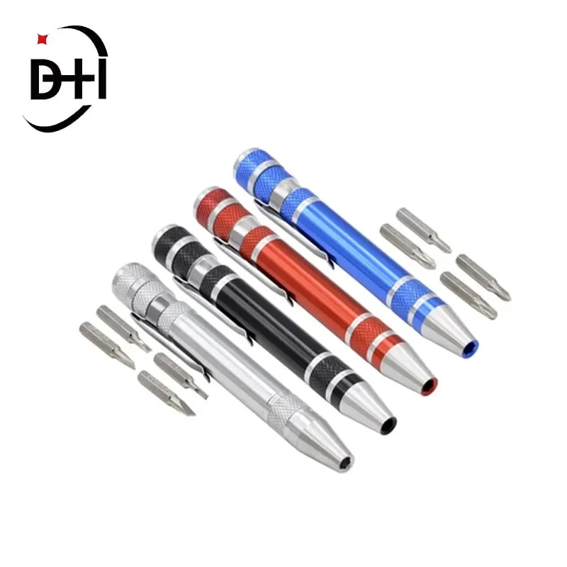 

Portable 8 in 1 Aluminum Pen Style Screw Driver Multi-Tool Precision Mobile Phone Repair Tool Kit Screwdriver Set Outdoor Tools