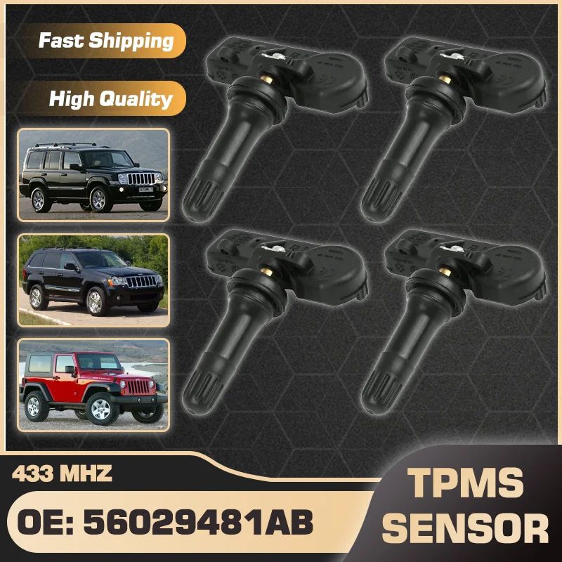 

1/4PCS 433 MHz TPMS Tire Pressure Sensor For Jeep Commander Jeep Grand Cherokee Jeep Wrangler 2008-2010 56029481AB 56029359AB