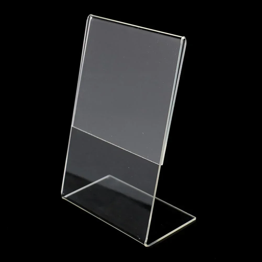 1PC Acrylic Transparent Display Stand Desk Display Sign Label Frame Price Tag Display Business Card Holders Label Holder