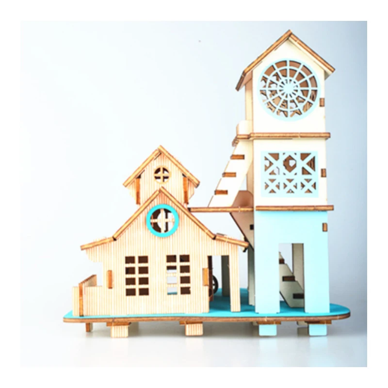 Diy Villa Building ของเล่น 3d ปริศนาไม้ River Bank Embankment House ไม้ชุดปริศนาเกมประกอบของเล่นเด็กของขวัญ p20