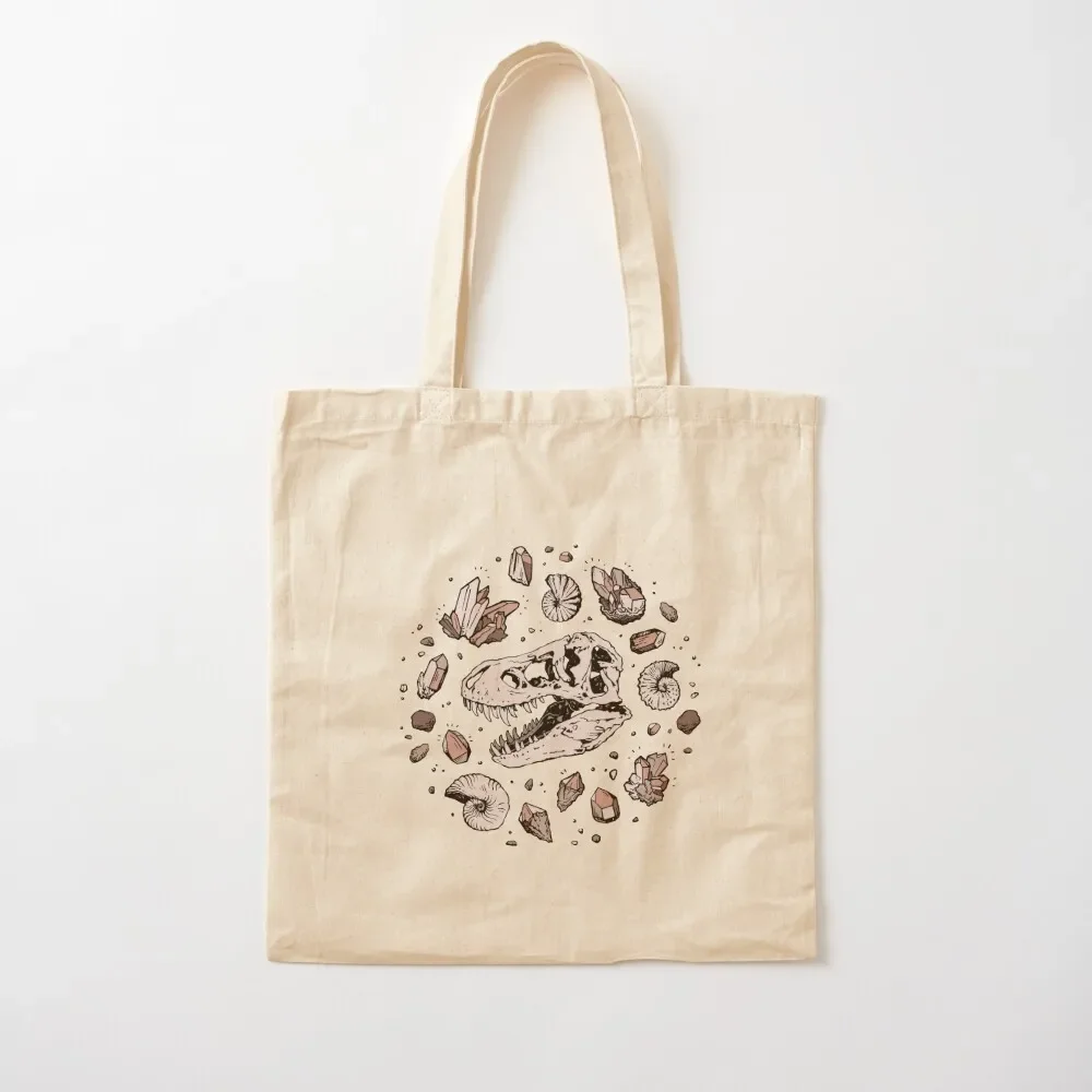 

Geo-rex Vortex Rose Quartz Dinosaur Skull Fossil Art Tote Bag Beach bag tote bag men sacs de shopping