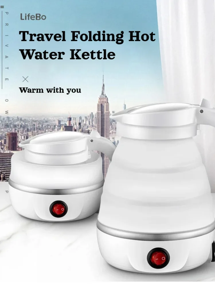 Mini Collapsible Kettle Silicone 304 Stainless Steel Electric Kettle Portable Outdoor Travel Kettle Retractable Electric Kettle