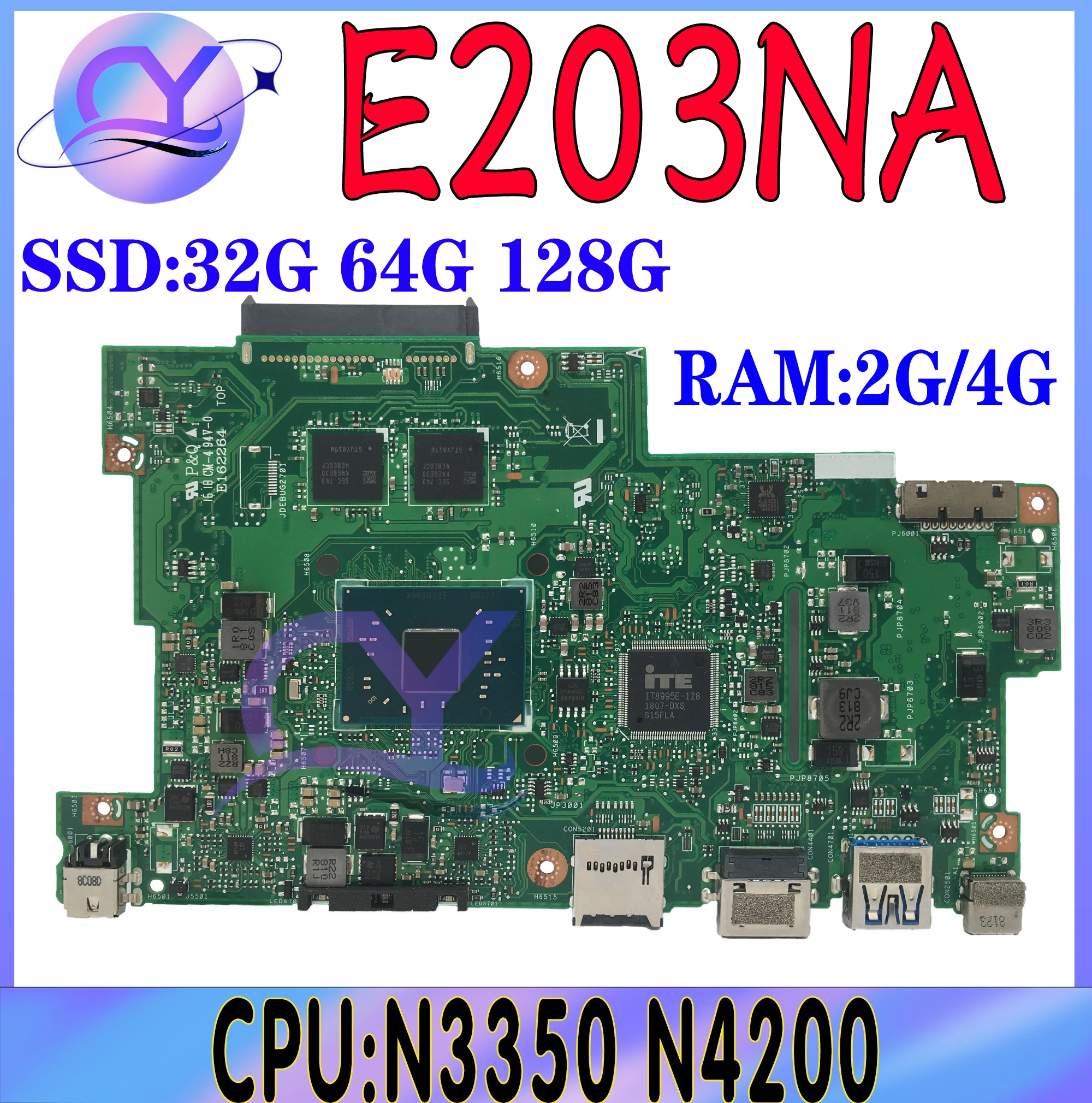 E203NA Mainboard For ASUS VIVOBOOK E12 E203N REV 3.0 Laptop Motherboard with N3350 N4200 2G/4G-RAM SSD-32G/64G/128G 100% Test OK