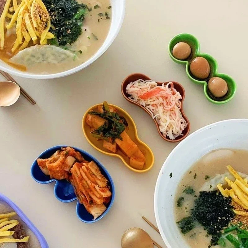 الملونة السيراميك طبق توابل وصلصة الوسابي النفط الخل موزع الحاويات اليابانية الكورية نمط غرفة الطعام اكسسوارات 1/4 قطعة مجموعة