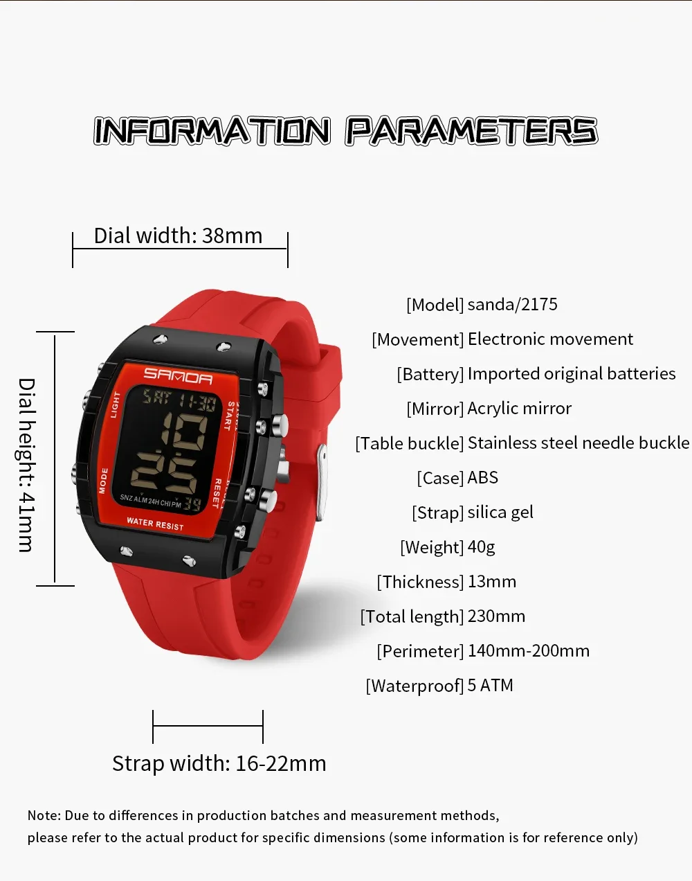 SANDA 2175 패션 남성과 여성의 스포츠 카운트다운 시계 군사 투명 LED 디지털 학생 시계 알람 시계