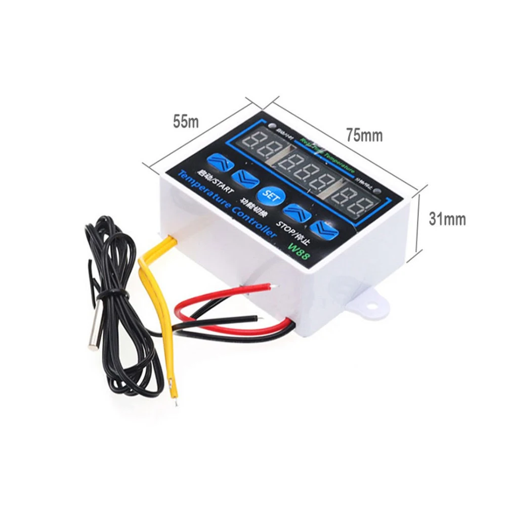 

W88 12V/220V 10A Digital LED Display Temperature Controller Thermostat Control Switch Sensor W1411 Thermostat Regulator