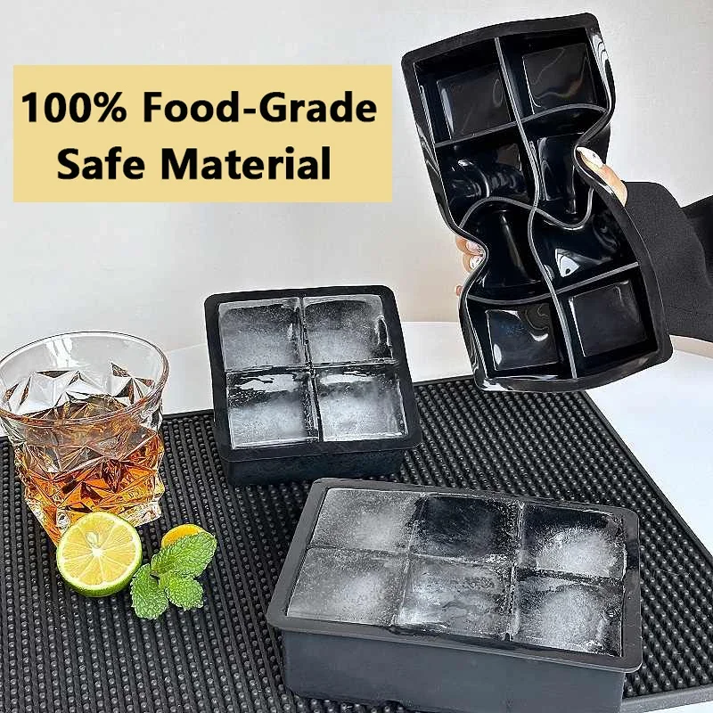 

Ice Cube Tray Silicone Ice Mold Mold Square Ice Cube Maker Ice Large Ice CubeCube Tray 4/6/8 Grid for Whiskey Cocktail Ice Mold