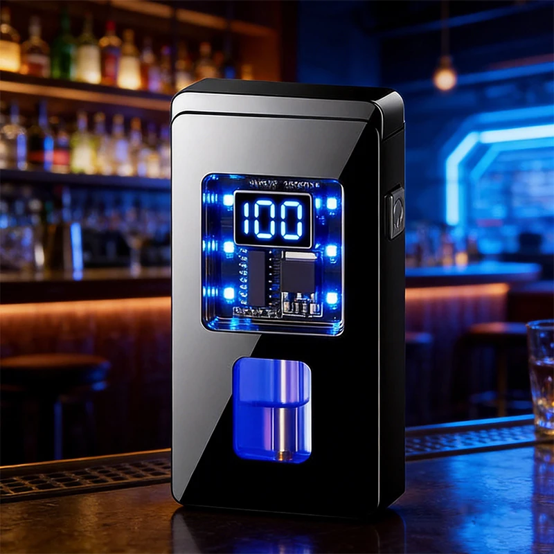 New Carbon Fiber Sound-controlled Induction Lighter Windproof and Inflatable Dual-flame High-end Cigarette Accessories