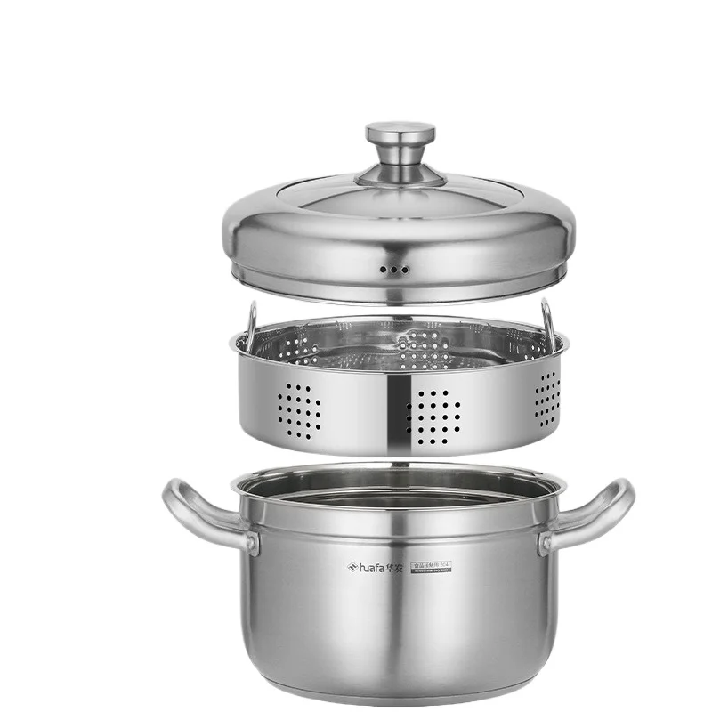 304 Stainless Steel Steamer Large Capacity Multi-layer Thickened Steamer Induction Cooker Gas-generated
