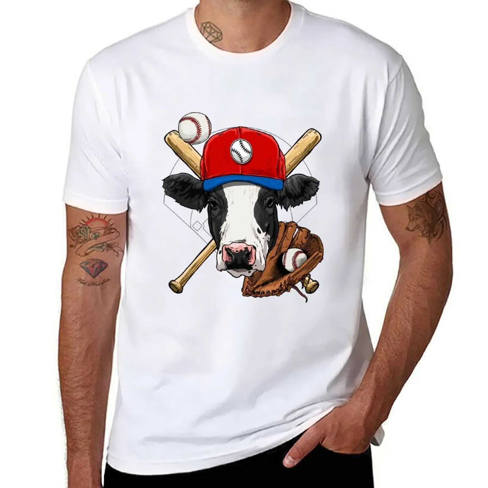 

Cow Baseball Cow Lovers Baseball Player T-Shirt t shirts for man graphic tees cotton t shirt pack T-Shirt