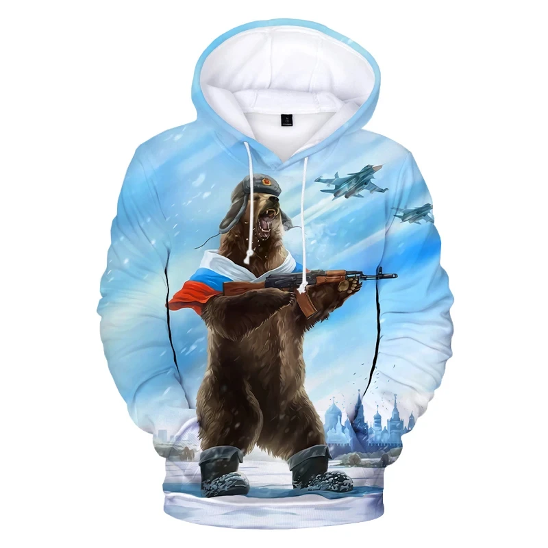 Neue Persönlichkeit Russland Bär russische Flagge gedruckt 3d Hoodie Sweatshirts Männer Mode lässig Pullover Harajuku Streetwear übergroß