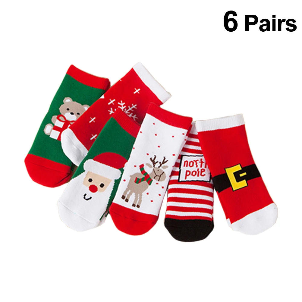 

6 Pair Christmas Thick Stocking Toddler Stockings for Kids Baby Socks Autumn Winter