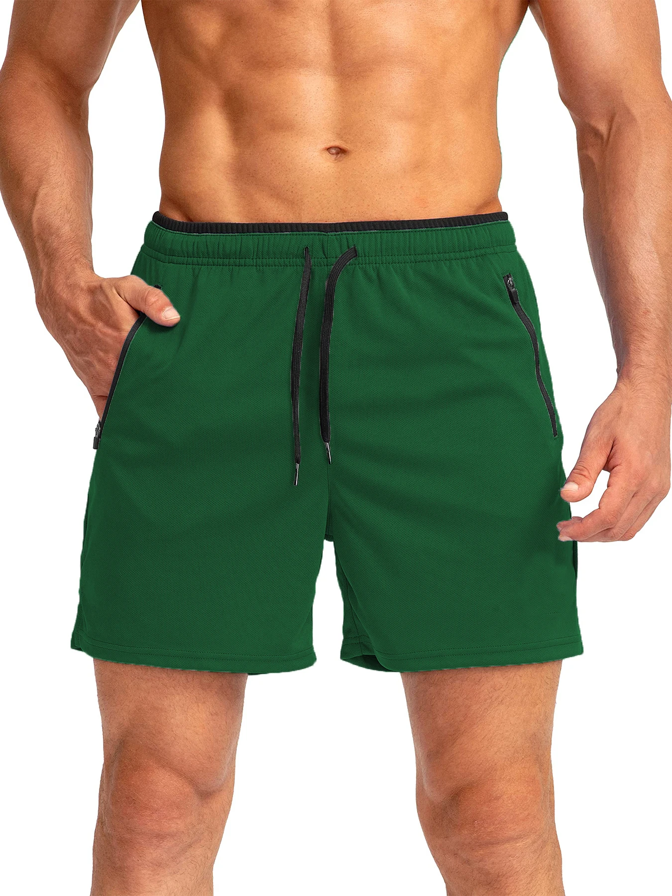 Herren-Laufshorts mit Reißverschlusstaschen, schnelltrocknend, geeignet für Fitness-Workouts, 5-Zoll-Herrenshorts – Detail 21