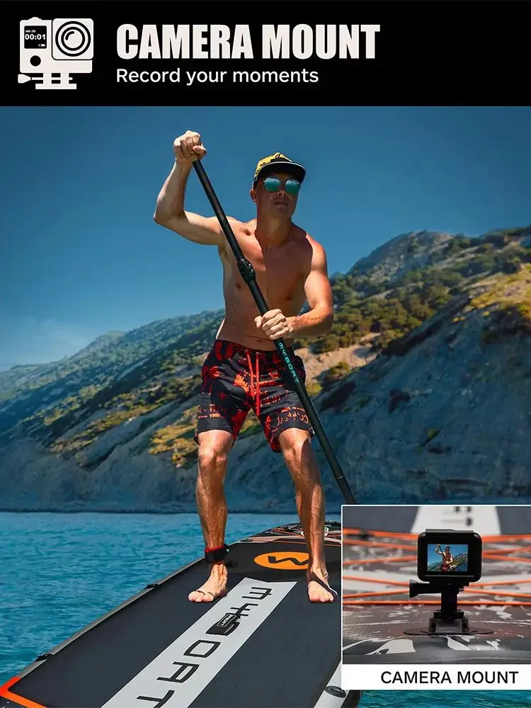 Myboat Graues Wasserdichtes Aufblasbares Paddleboard 11'6''x35''x6'' für Erwachsene, Steh-Stil, zum Angeln mit Kajak-Zubehör SUP