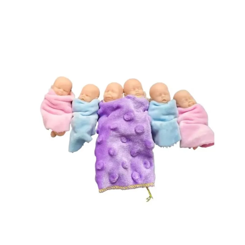 3 Zoll 6 teile/satz Nette Ganzkörper Silikon Baby Puppen Lebensechte Weiche Silikon Kleinkind Mini Puppe Geburtstag Weihnachten Geschenke – Detail 4