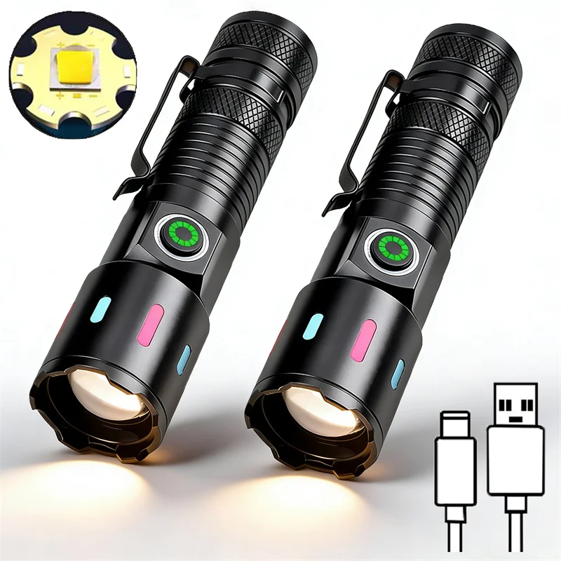 Super Powerful Flashlights Rechargeable LED Flashlight With Battery Mini Flashlight For Camping Hiking Emergency Lamp Torch