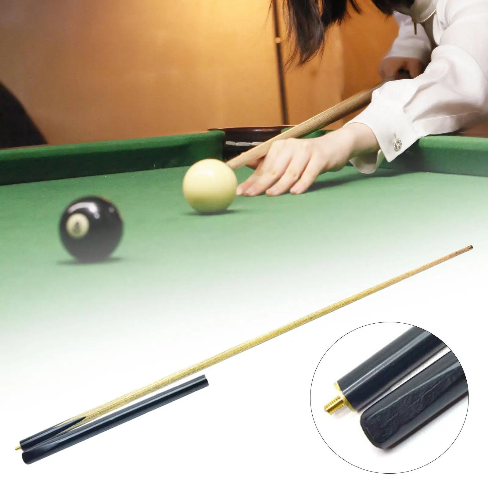 Billiard Pool Cue Stick 3/4 Split Pool Cue Portable Fancy Nine Ball Cue Pool Stick for Billiard Players Pool Game Rooms Club