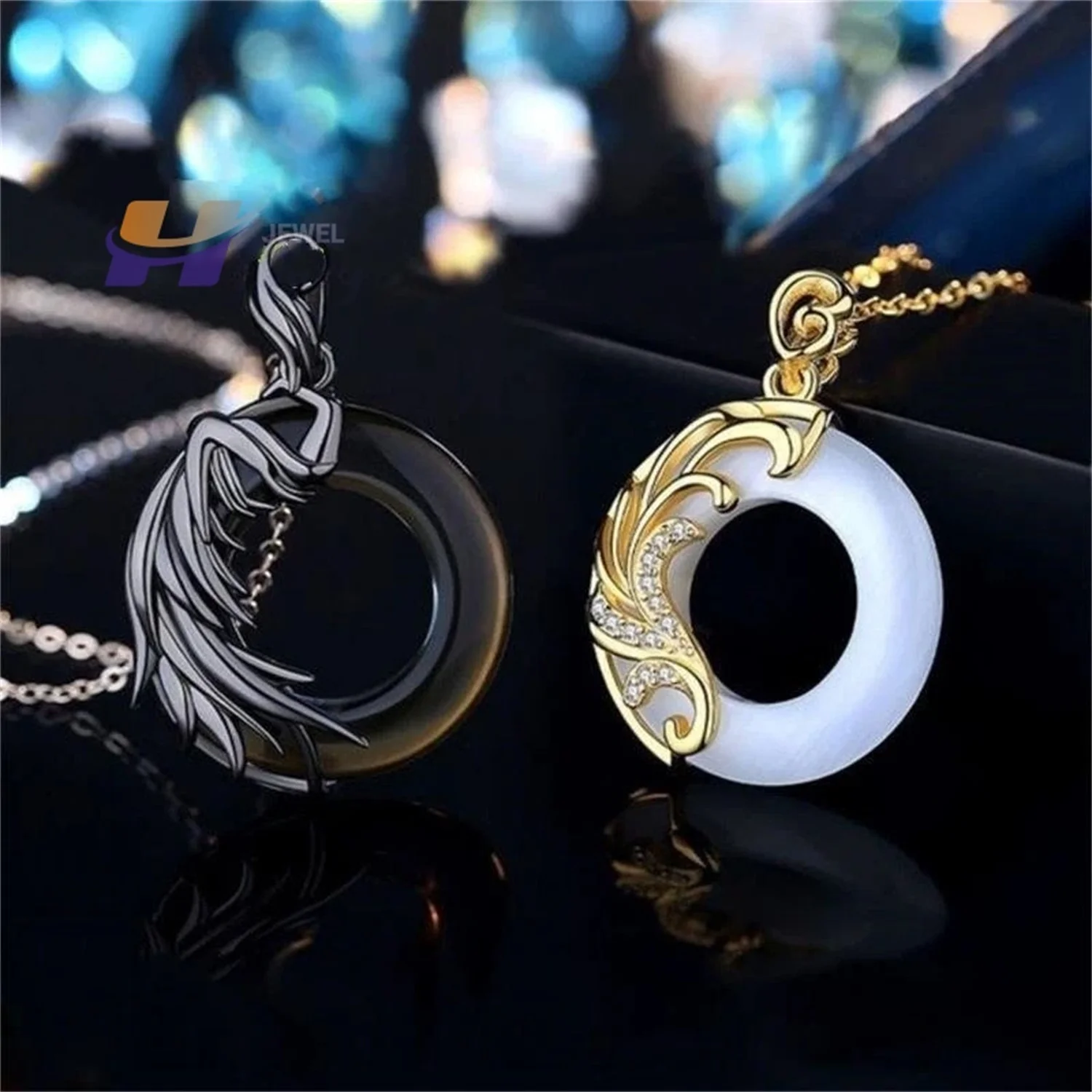 

Valentine's day Ancient Pendant Hip Hop Safe Buckle Men Women Necklace Couple Personality Boys Sterling Silver Hetian Jade Gift