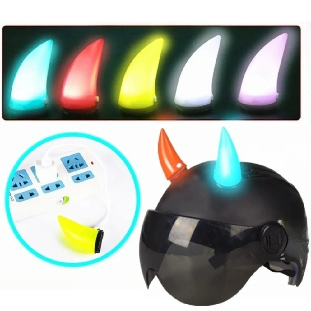 Durable PP Devil Horn Decor LED Glowing Quick Release Horn Accessory Universal Fit Waterproof Shell Helmet Ornament Helmet Refit