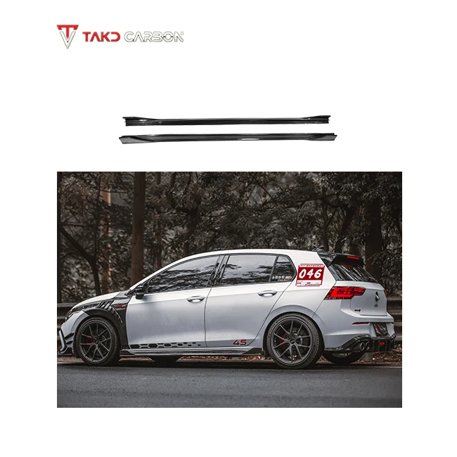 

TAKD CARBON Brand Real Car Data Development Dry Carbon Fiber Side Skirts Extensions for Volkswagens VW Golf 8 GTI 2021-UP