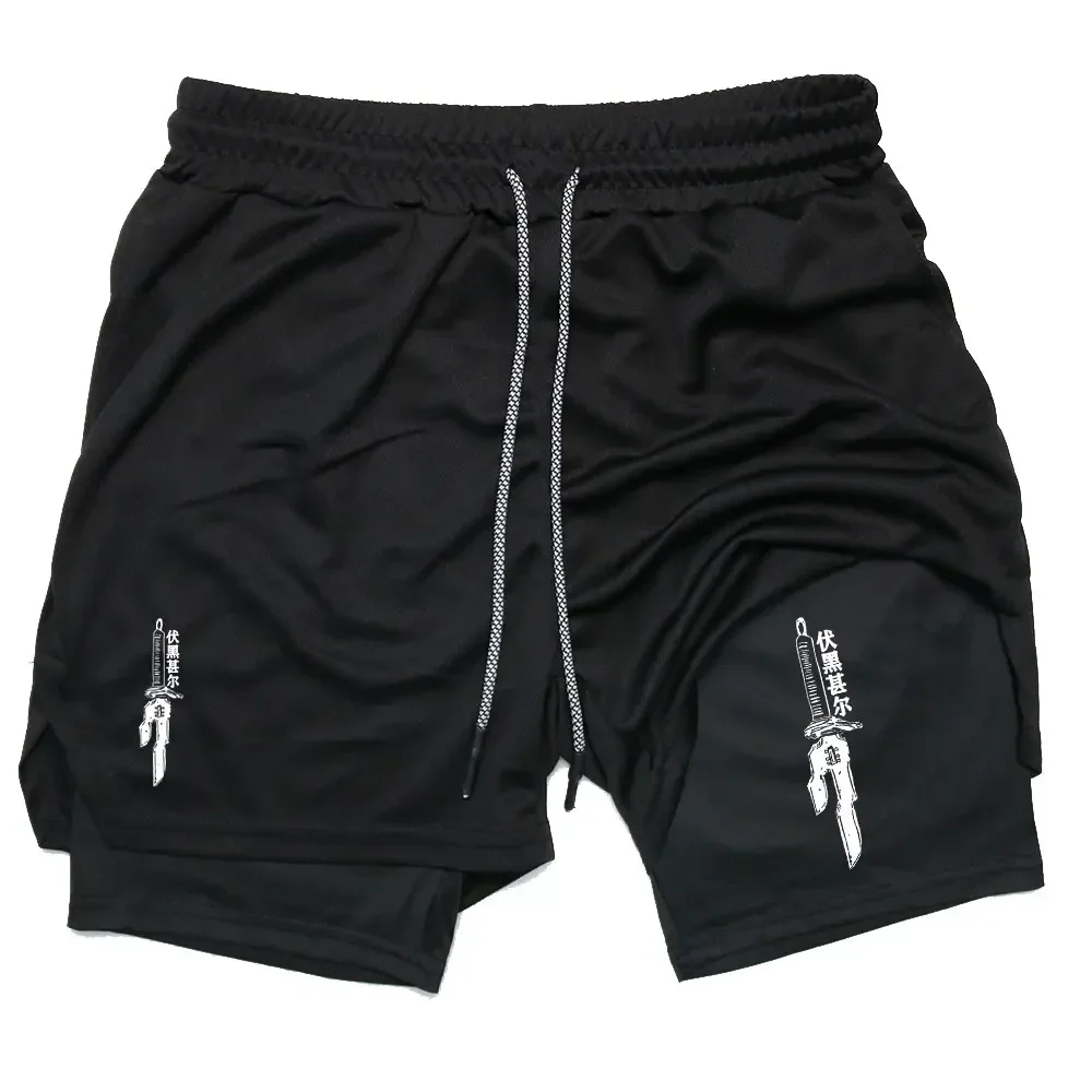 2024 Men\'s shorts Anime Performance GYM Casual Sports Summer Compression Shorts Workout Running Mesh 2 In 1 Sport Short Pants