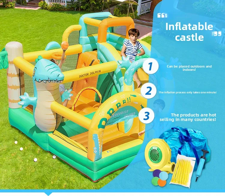 Doctor Dolphin Outdoor Inflatable Bounce House Amusement Park Jumping Castle Inflatable Bouncy Castle Slide Combination