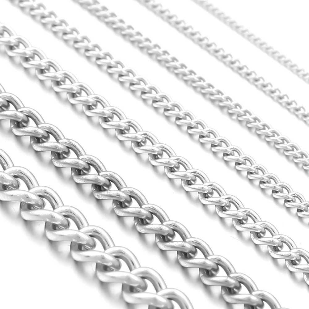 10yards/roll Stainless Steel Link Chains 1/1.5/2/2.5/3/3.7/4.5mm Flat Round Cable Chains Necklace Body Chain For Jewelry Making