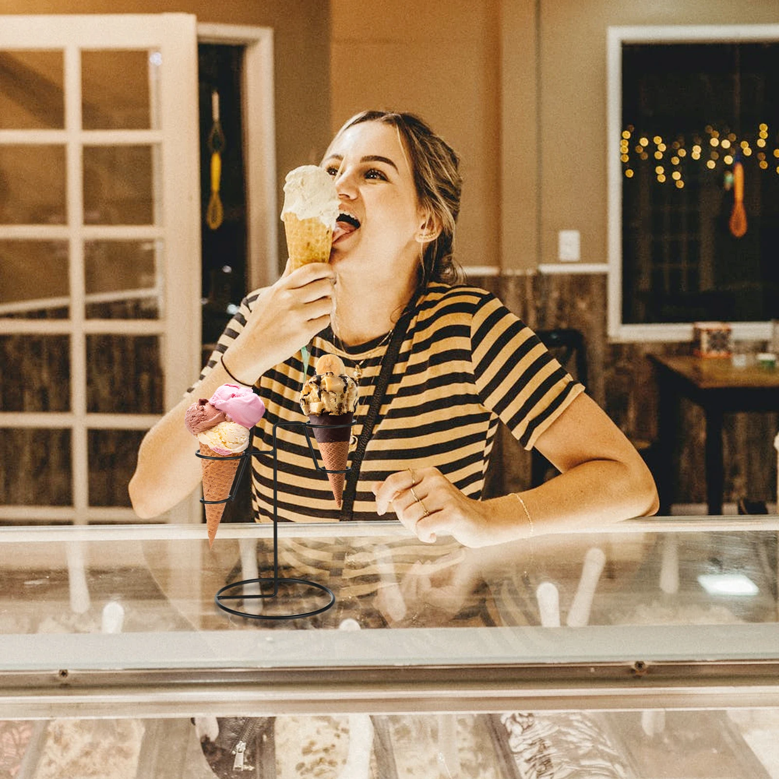

Ice Cream Stand Cone Rack Holders Metal Display Stands Creamholder Simple Paper Cup
