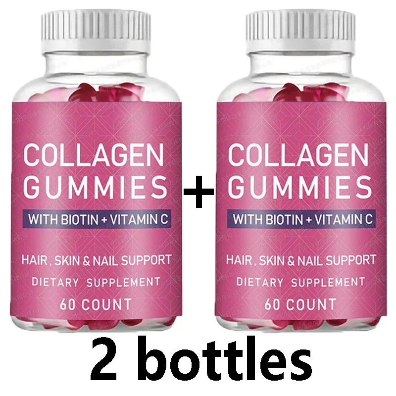 

2 Bottles Biotin Collagen Hair Bear Gummy Supports Healthy Hair Skin Nails Promoting Healthy Hair Growth Skin Elasticity