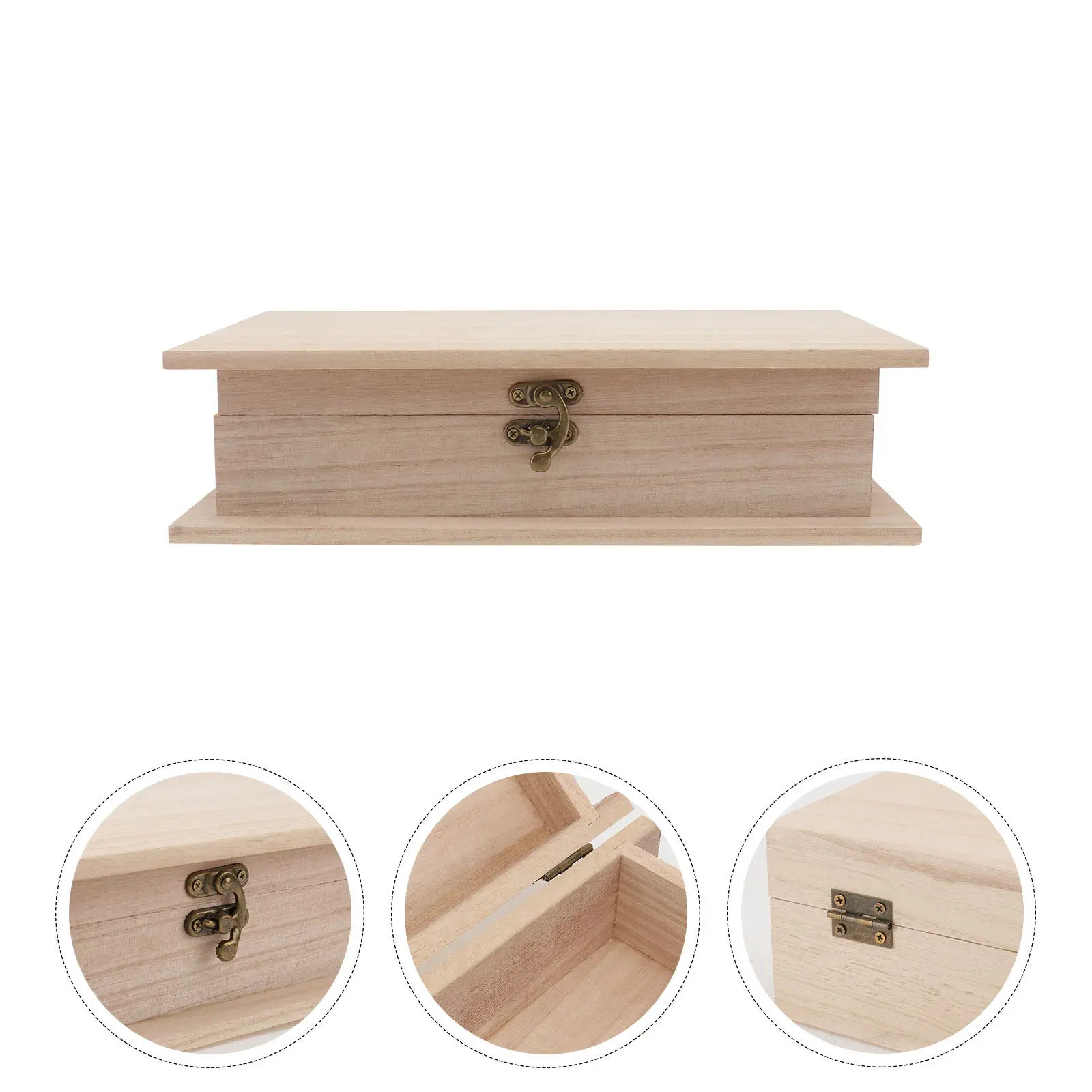 1Pcs Sturdy Wooden Document Organizer Box Portable Lightweight File Storage Container for Office Study Living Room Magazine
