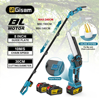 Gisam Brushless Telescoping Pole Electric Chainsaw Cordless High Bracn Saw 2 IN 1 Garden Pruning Tool For Makita 18V Battery Pin
