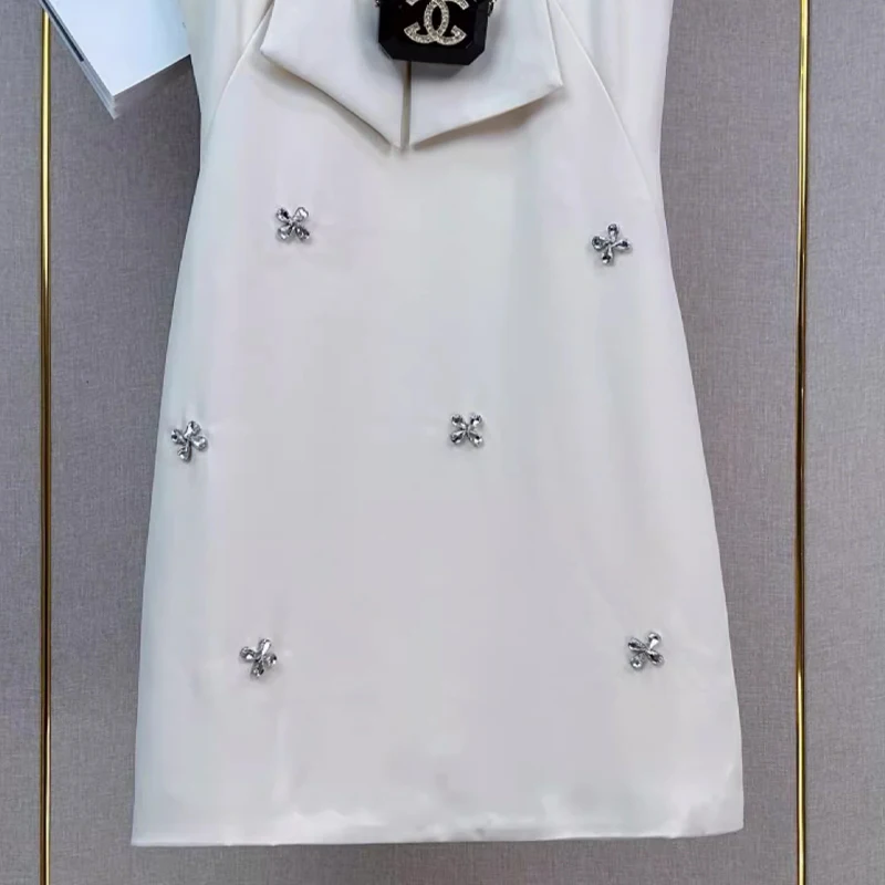 Ele Lady Sle Doll Kraag Dr Chic Fraance Aosphere Wit Maanlicht Pop Kraag Dr voor Dames Zomerseizoen