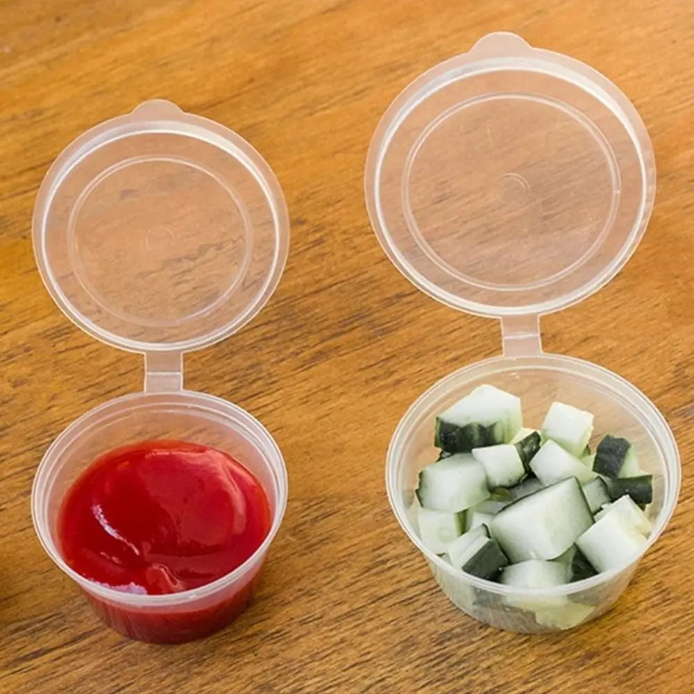 50pcs Sealed and Leak-proof Disposable Sauce Cup Reusable with Hinged Lids Portable Sauce Box Sauce Cup Containers