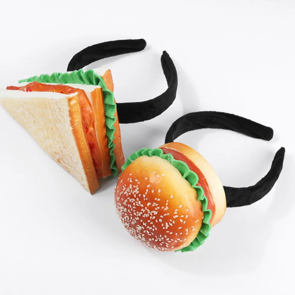 

2Pcs Hamburger Headband Sandwich Headband Funny Food Hat Headpiece Costume Accessory Party Birthday Novelty Fashion Hair Hoop