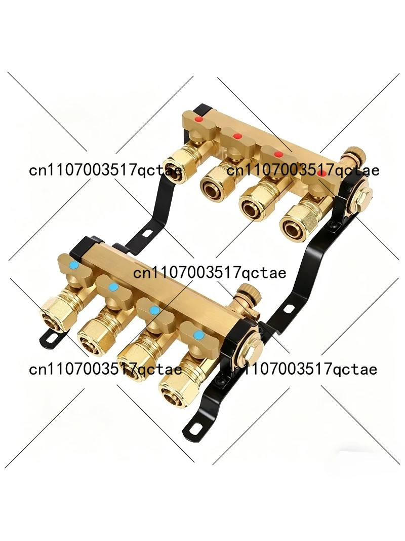 All-copper large flow thickened floor heating water separator Household geothermal floor heating assembly water separator 32mm