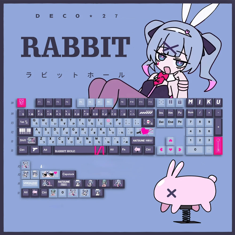 

Opaque Key Caps Anime Cosplay Cute Rabbit Theme PBT Keycaps for Cherry Profile MX Switch Mechanical Keyboard Game DIY Custom