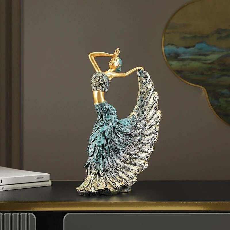 Room Decor Dancing Girl Peacock Ornament Home Living Room Wine Cabinet TV Cabinet Office Statuette Decoration Crafts Customized