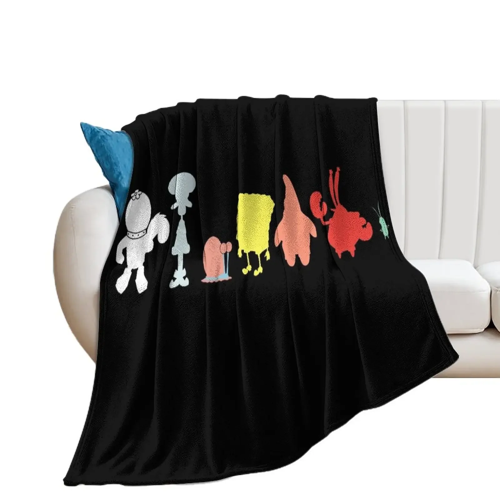 Bikini Bottom Silhouettes Throw Blanket Beach Summer Blankets