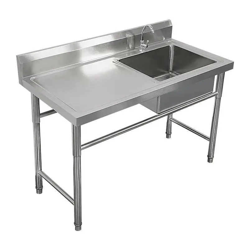 Stainless steel commercial sink with platform bracket hotel kitchen single and double sinks simple dishwashing vegetable