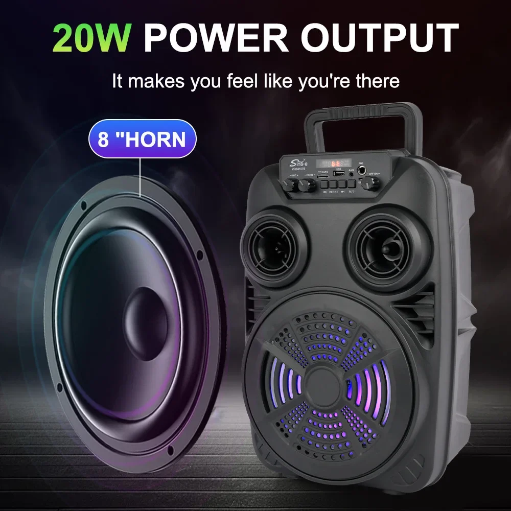 Subwoofer TF FM TWS With Mic Wireless Caixa De Som Bluetooth Speaker Portable Outdoor 8-inch High Power Singing Party Home Audio