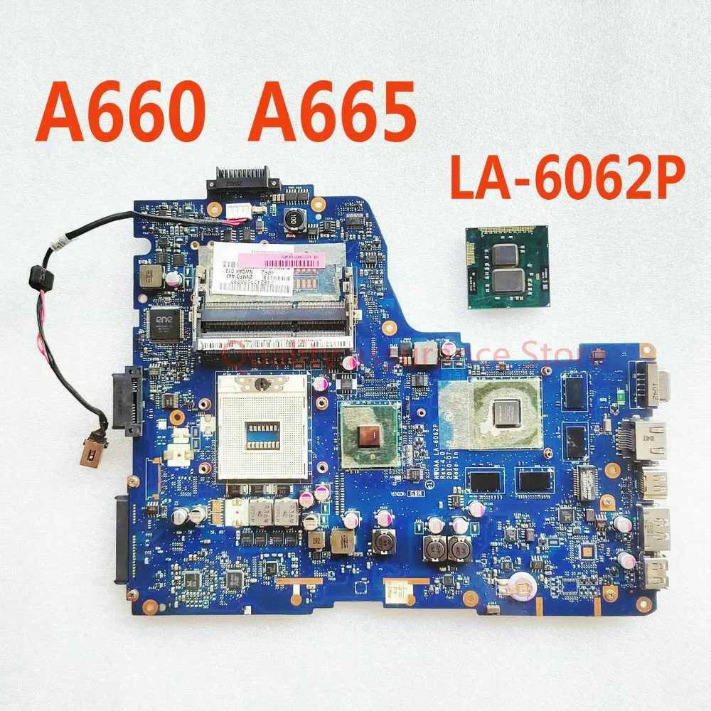 For Toshiba Satellite A660 A665 Laptop Motherboard LA-6062P K000104390 NWQAA LA-6062P Mainboard HM55 DDR3  2D screen