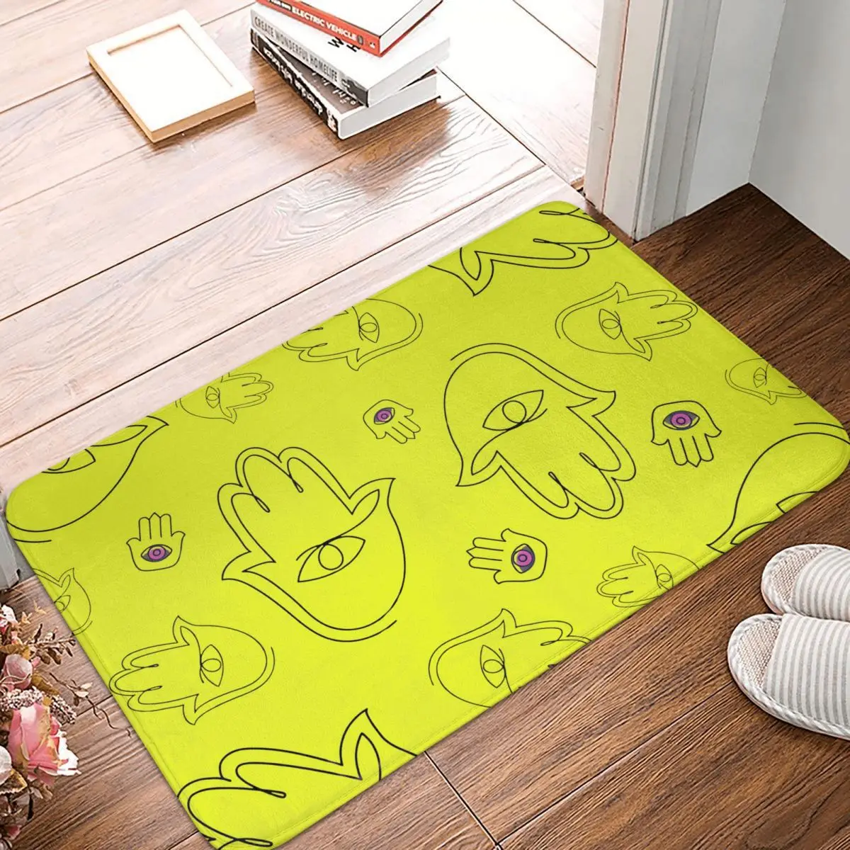 Yellow Eye Artwork Hamasa Hamsa Hand Fatima Bedroom Mat Rug Home Doormat Kitchen Carpet Entrance Door