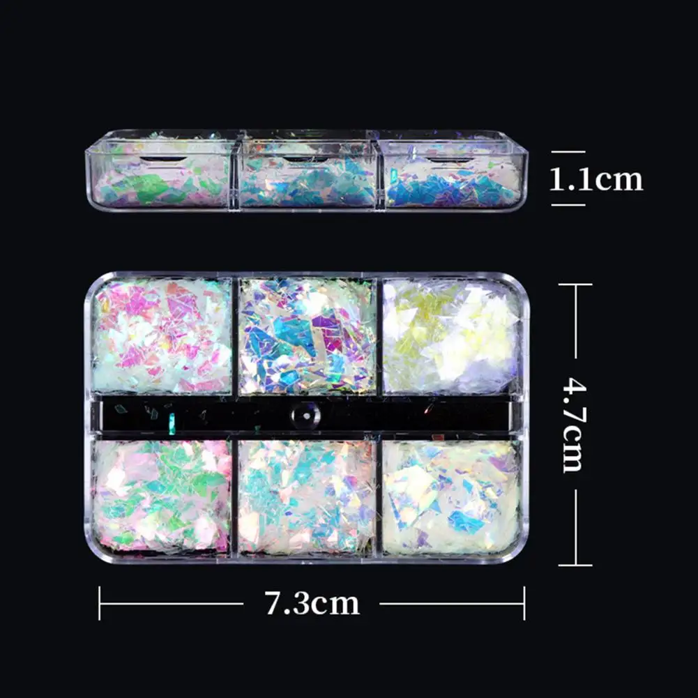 6 Grids/Box Nail Decor Exquisite DIY Lightweight Nail Imitation Cloud Brocade Sequins for Women