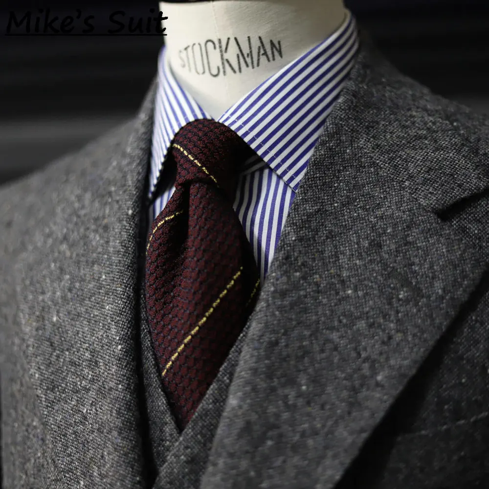 Men Notch Lapel Tweed Blazer, Grey Multi Fleck Speckled Wool Fabric, Formal Business Country Wedding Jacket