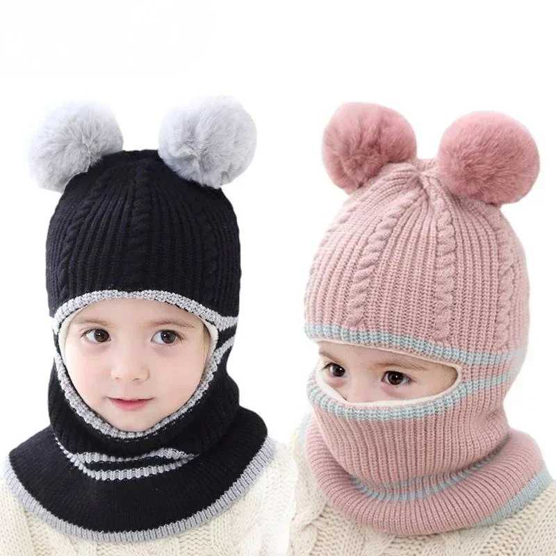 Boys Winter Hats and Scarves Set Boys Girls Add Thick Hats and Necklaces In Autumn Cute Baby Hats for Children Ages3-8Years