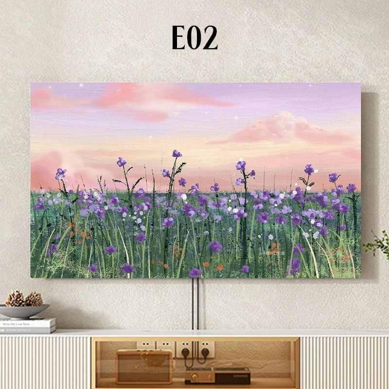 Funda de TV con Estampado de Paisaje a Color, 32/42/46/55/69/76/85 Pulgadas, Funda Elástica de Tela para Televisor, Cubierta Antipolvo, Decoración para el Hogar