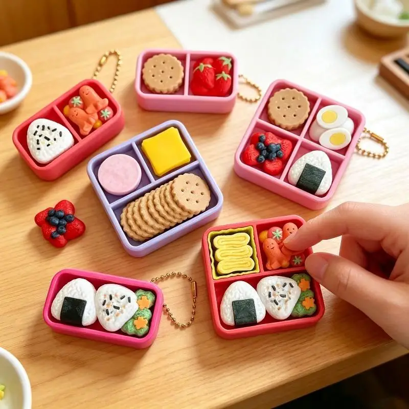 Japanese-style Sushi Keyboard Keychain Bento Rice Ball Fidget Clicker Sound Backpack Pendant Keyring Christmas CNY Party Gift